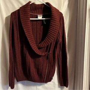 Harley Davidson Women’s Size Medium Shawl Collar Sweater Burgundy Wine Bikercore